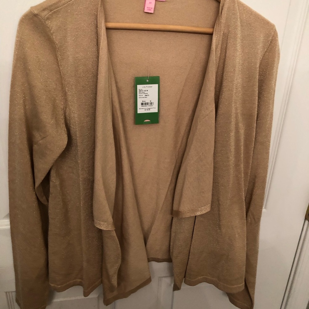 NWT Lilly Pulitzer gold wrap cardigan. Size med